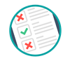A checklist with ticks and crosses