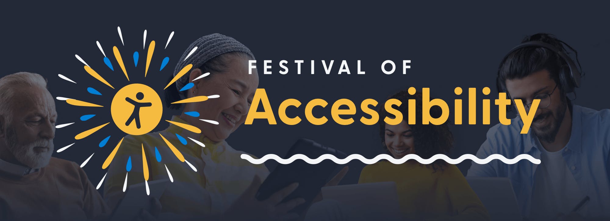 Festival of Accessibility with fireworks and an accessibility logo