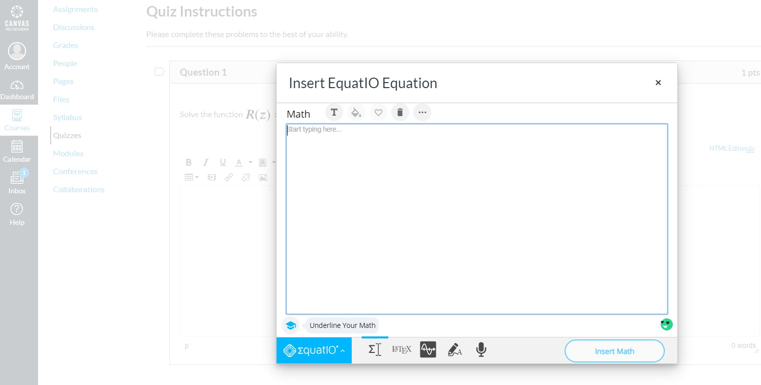 EquatIO Canvas LMS integration