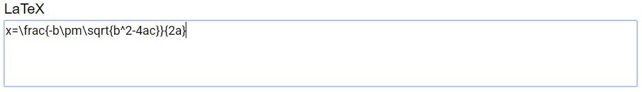 LaTeX version of the quadratic equation