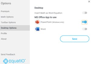 Image showing EquatIO desktop options