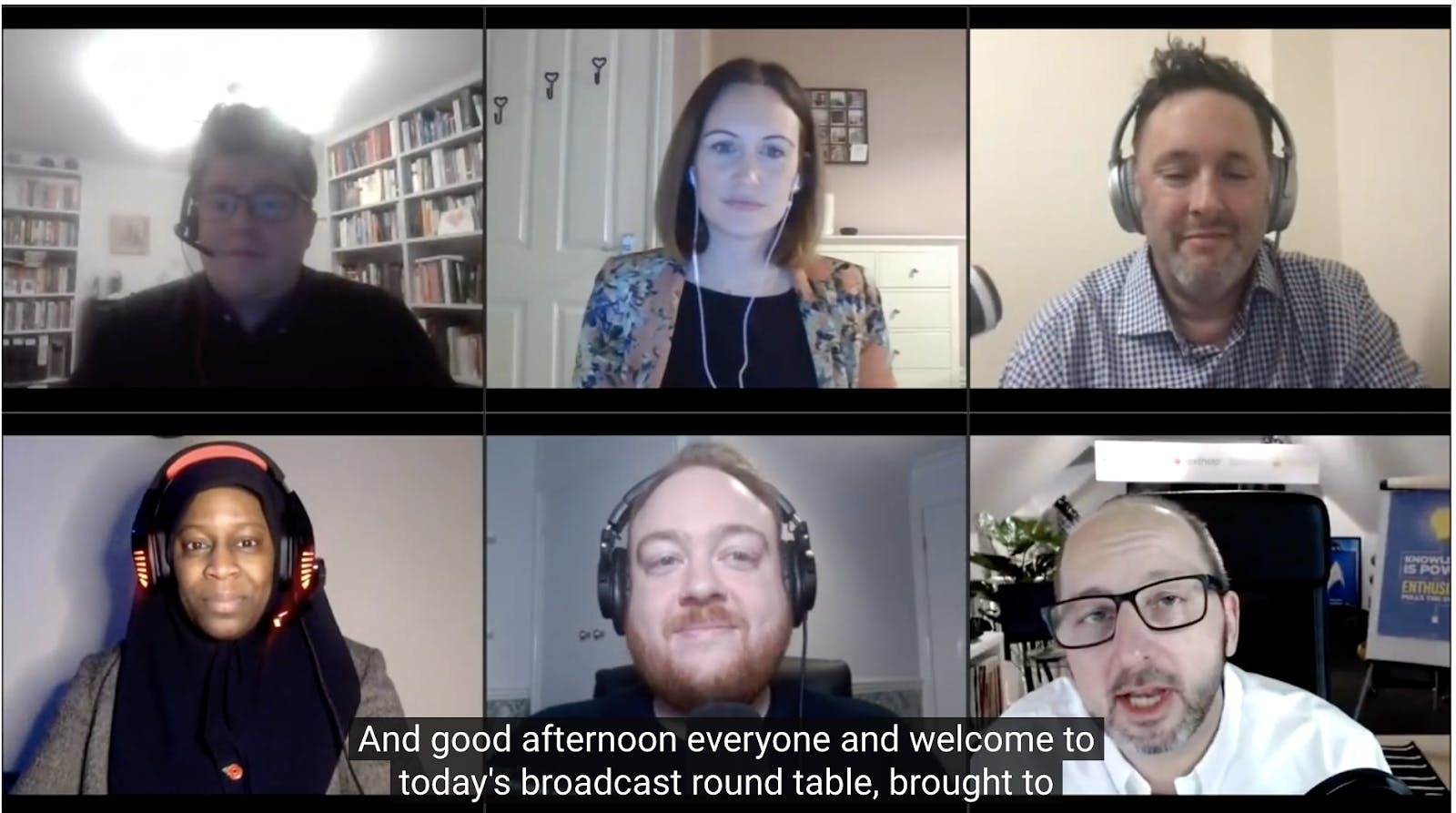 Screenshot of the six panelists during live webinar