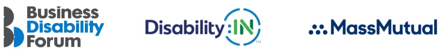 Company logos for Business Disability Forum, Disability:IN and MassMutual