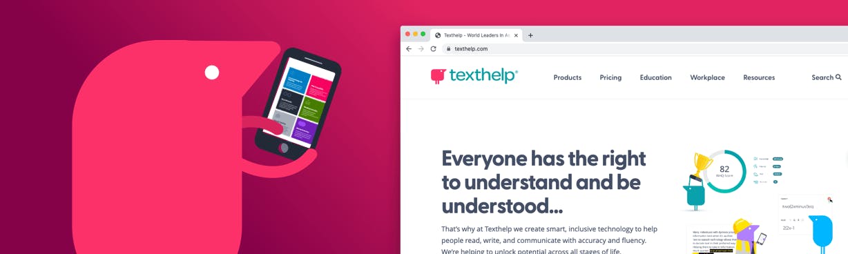 Texthelper character browsing the new website