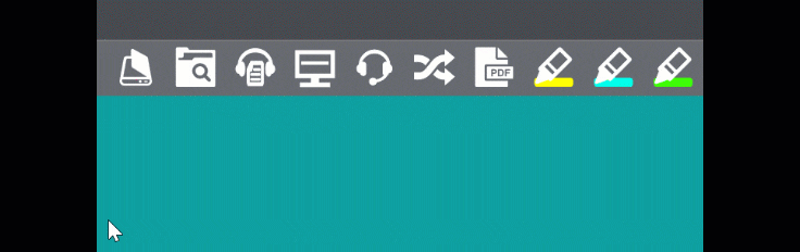 Moving image of Read&Write toolbar. Mouse hovering over headphones icon. Bubble pops up saying Talk&Type is now listening.