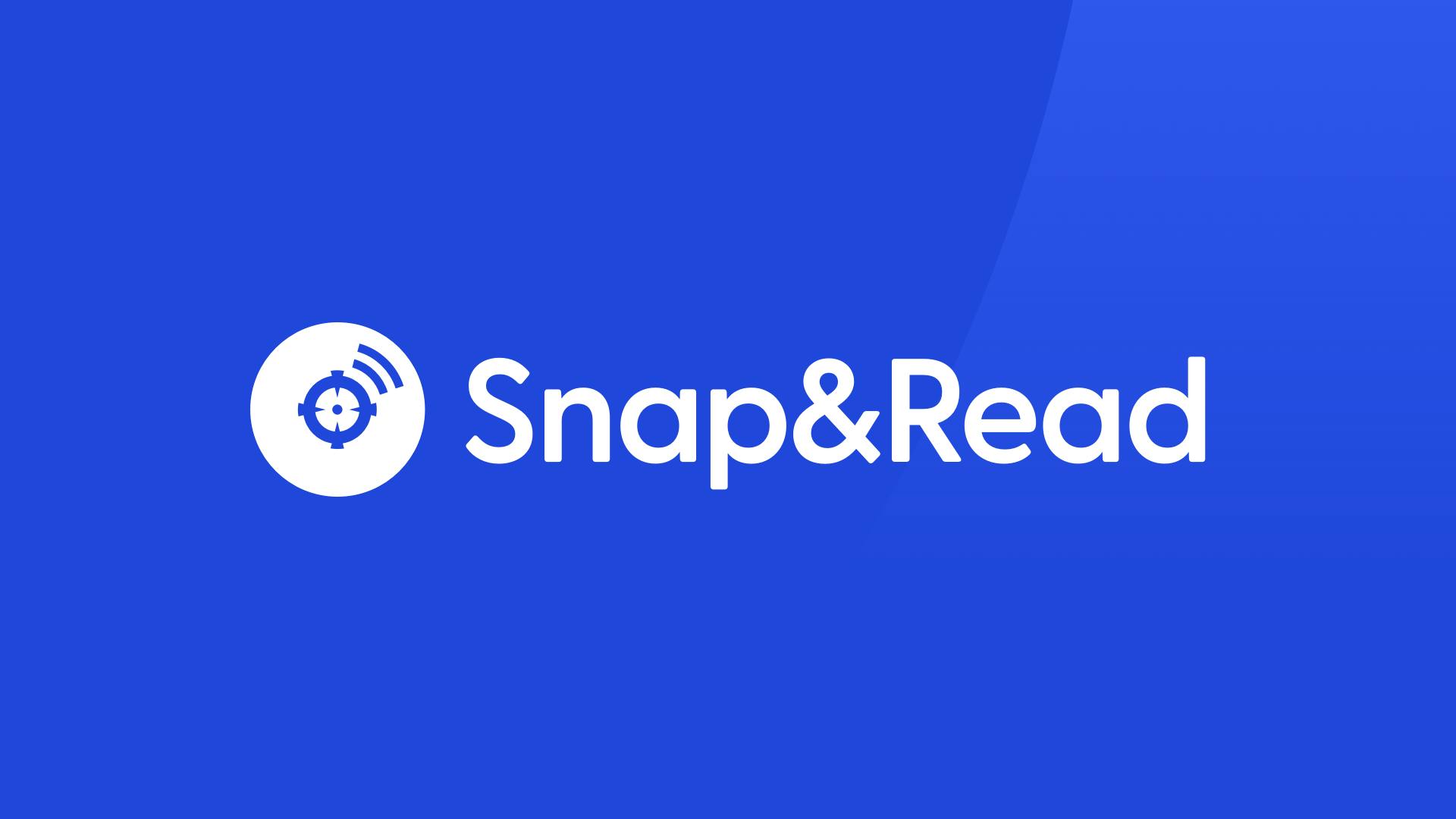 Snap&Read logo on a blue background