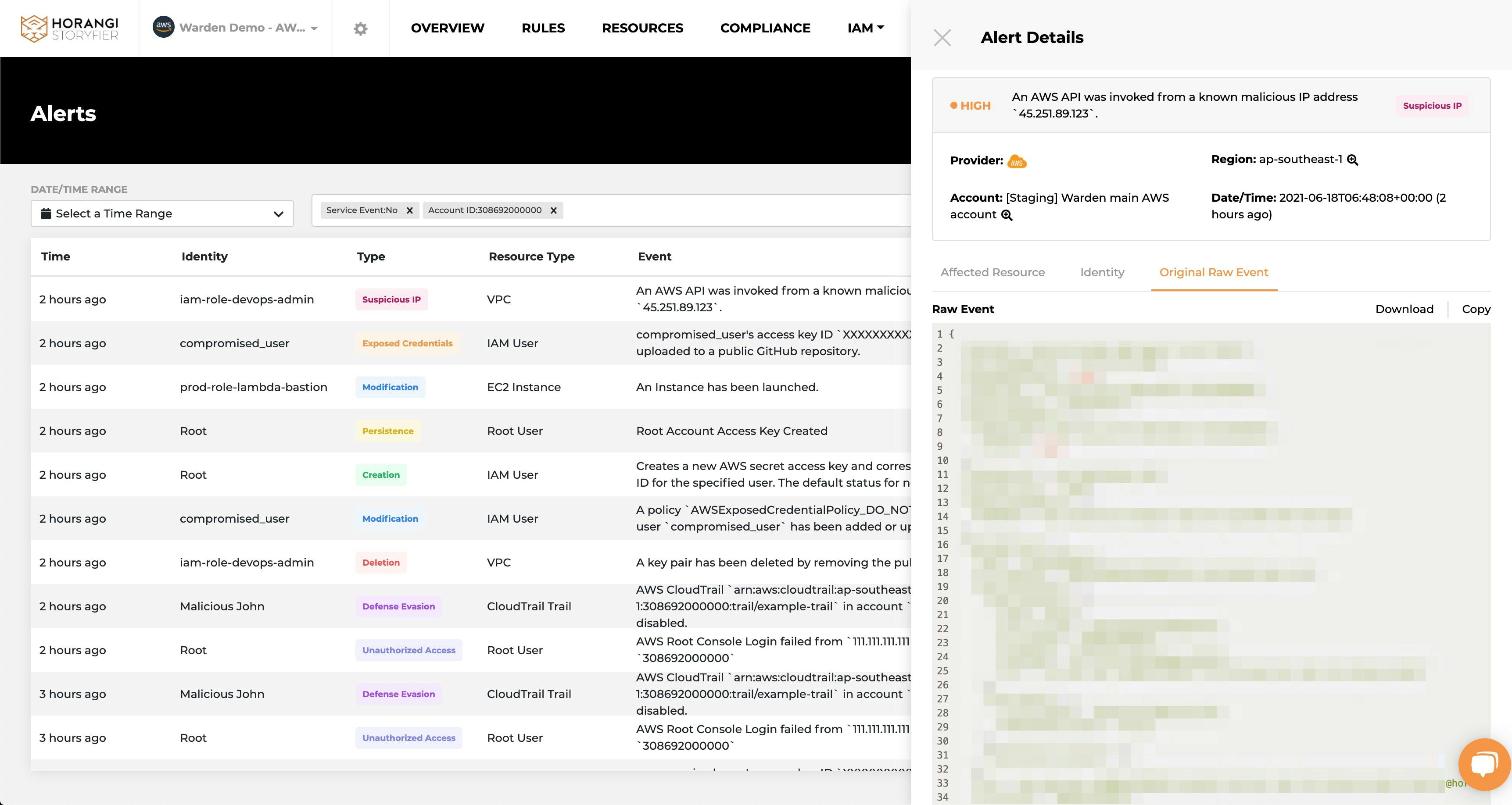 threat detection screen