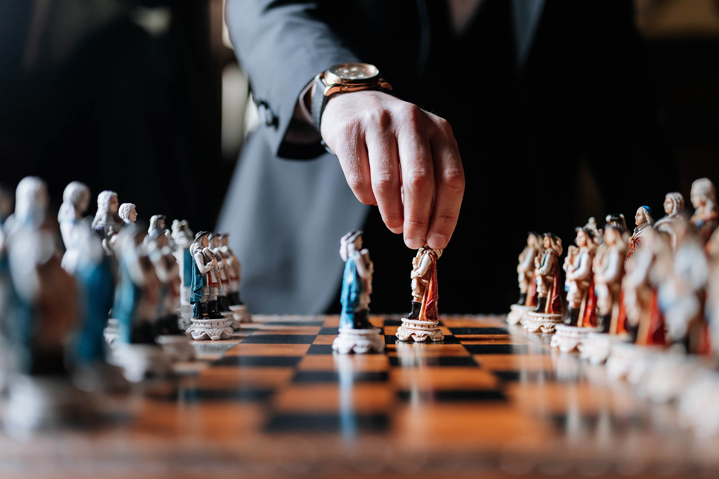 Chess board representing strategic executive recruitment