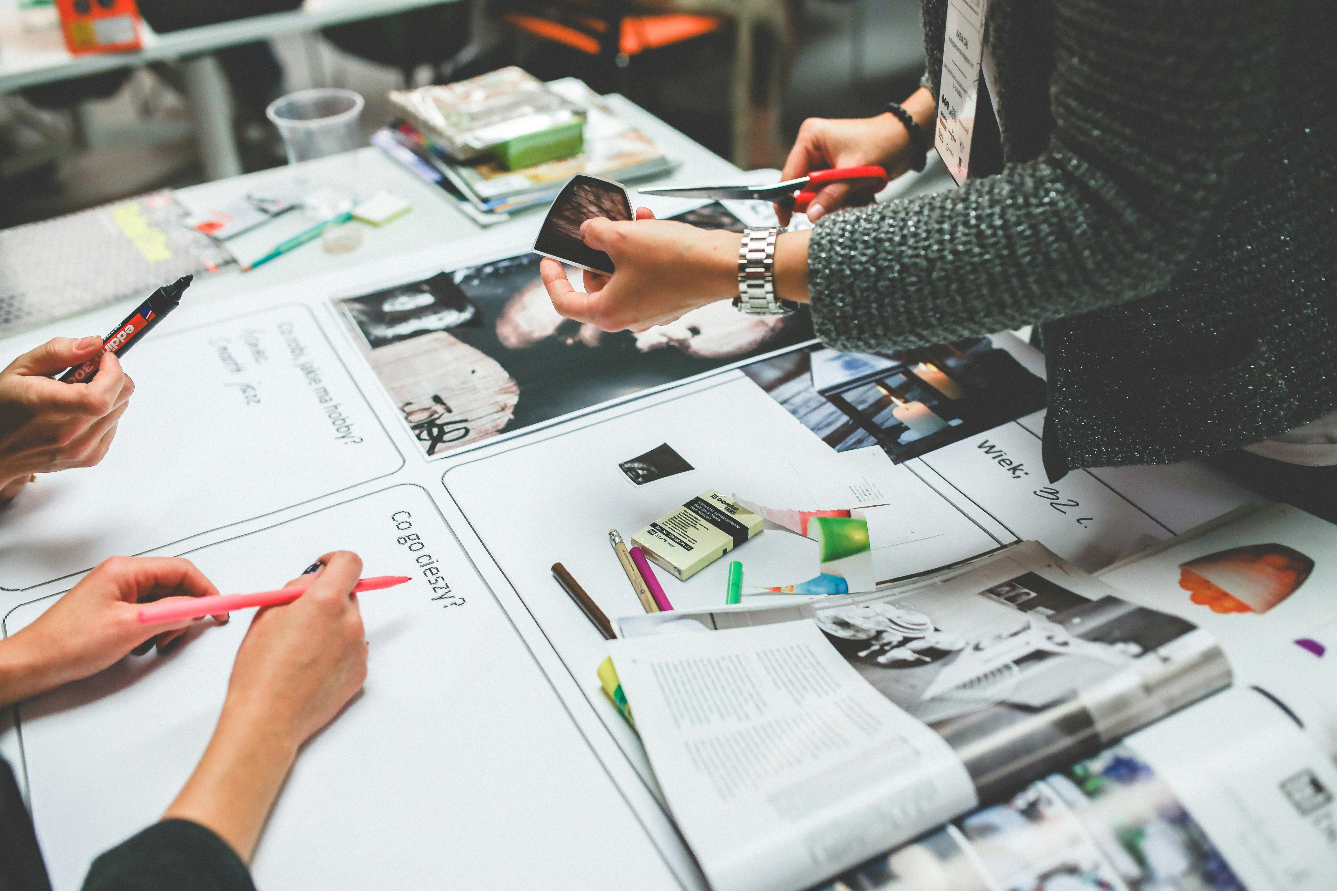 a group of people is gathering information, for marketing and to use for storytelling 