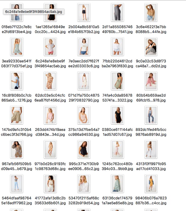 a folder in computer, full of Cotton on clothes pictures