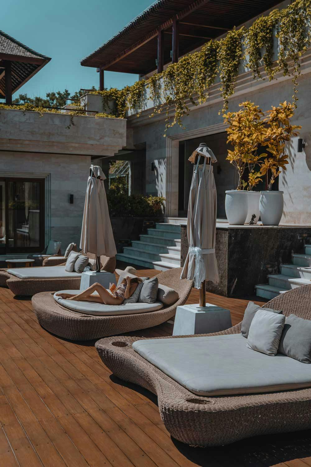 Outdoor area of luxurious villa in southern Bali