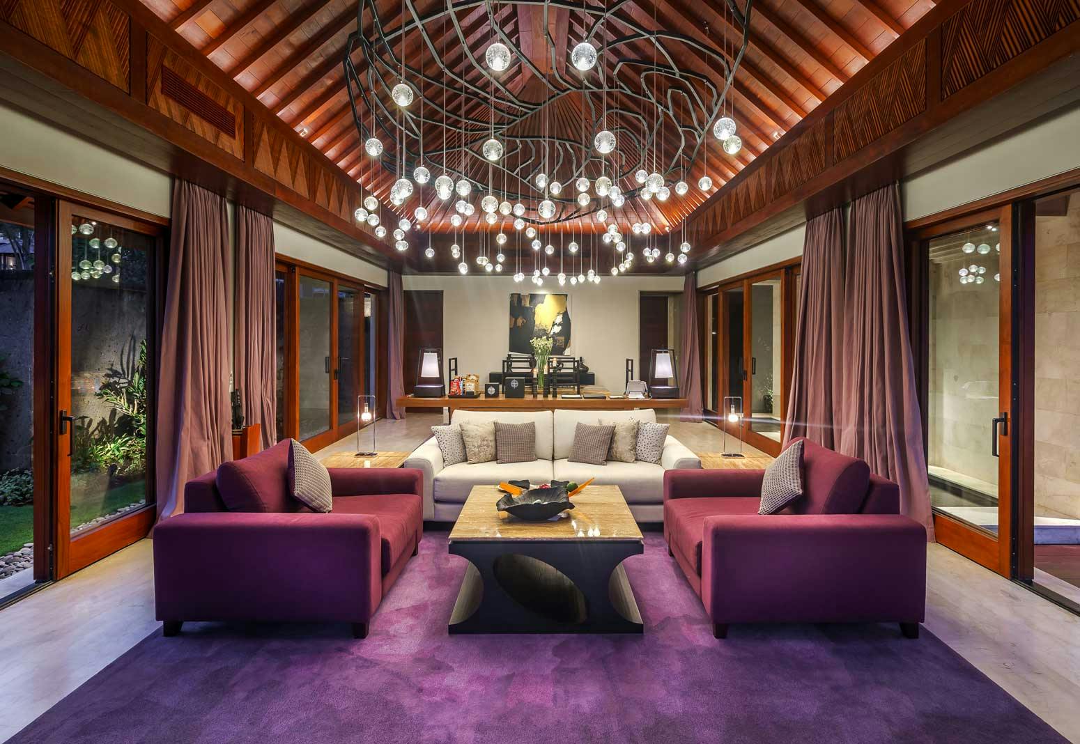Living area of a luxurious villa in Uluwatu