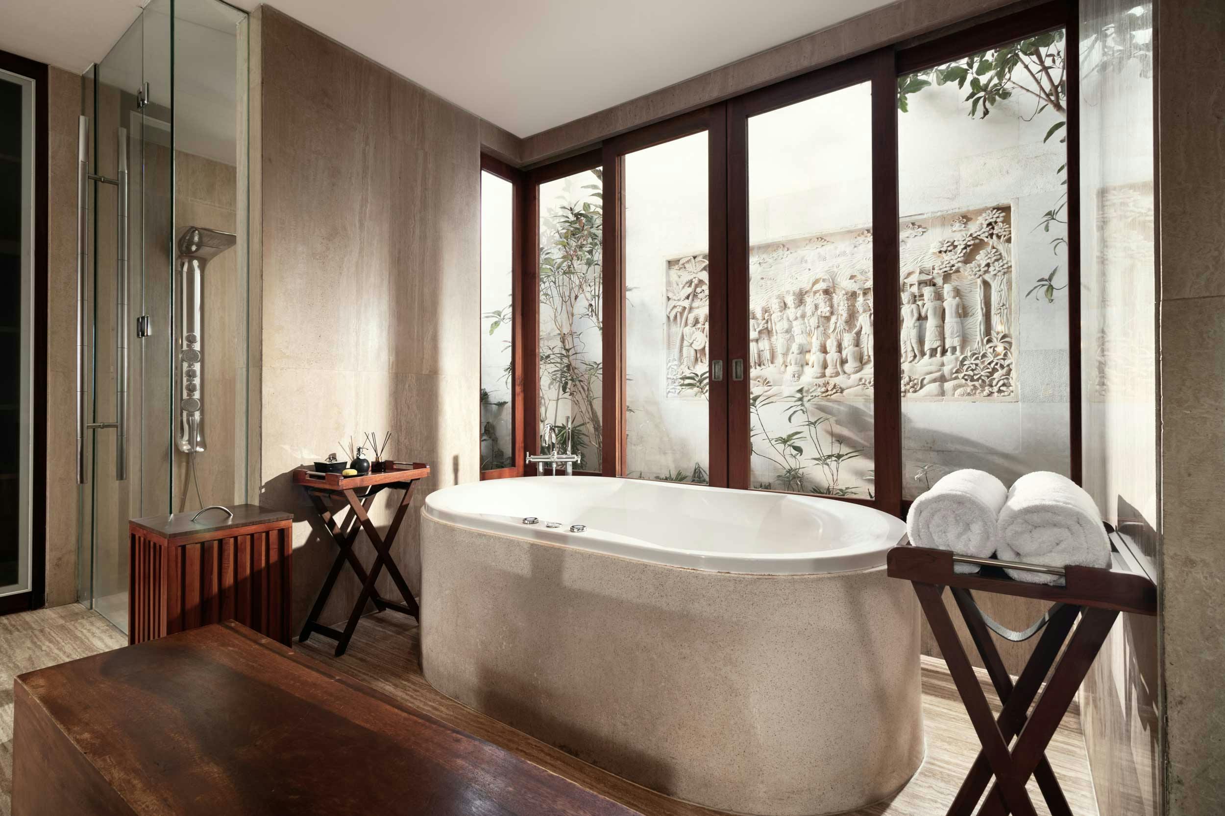 Luxurious bathroom inside a 1 bedroom villa at The edge, in Uluwatu Bali