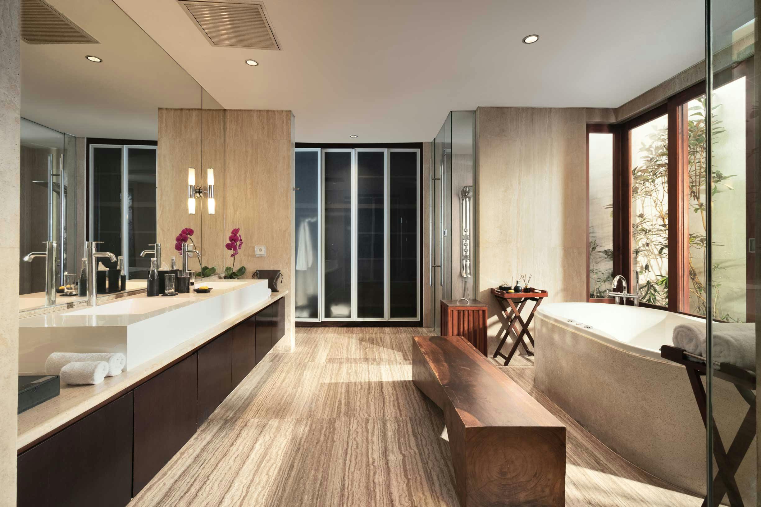 Luxurious bathroom inside a 1 bedroom villa at The edge, in southern Bali