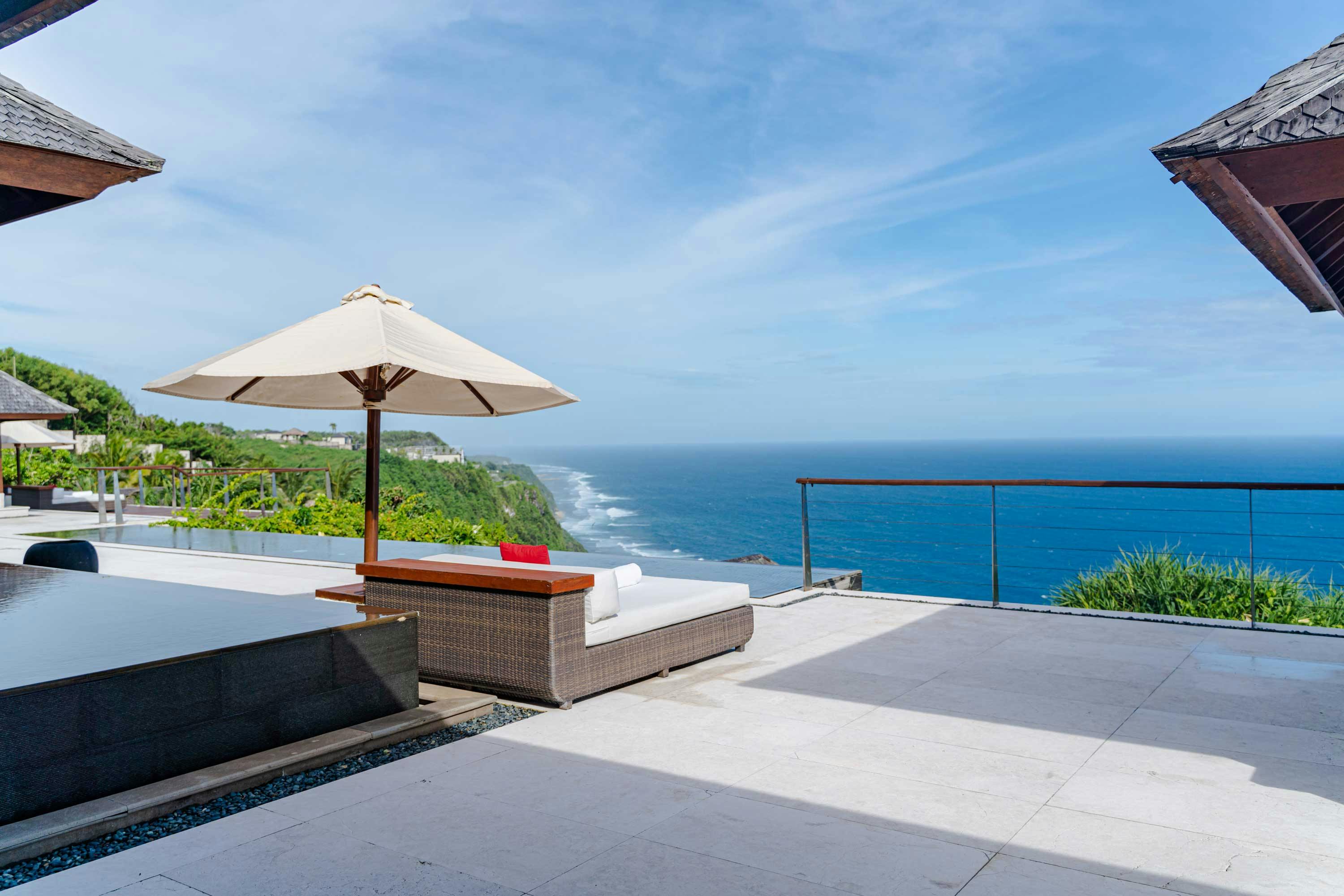 Panoramic ocean views from the view villa at The edge in southern Bali