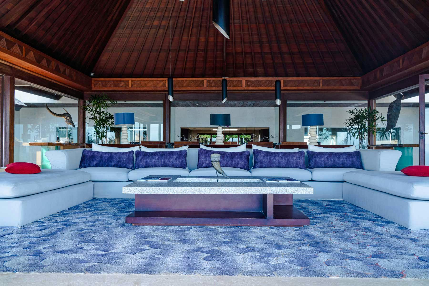 Living room of the view villa in southern Bali