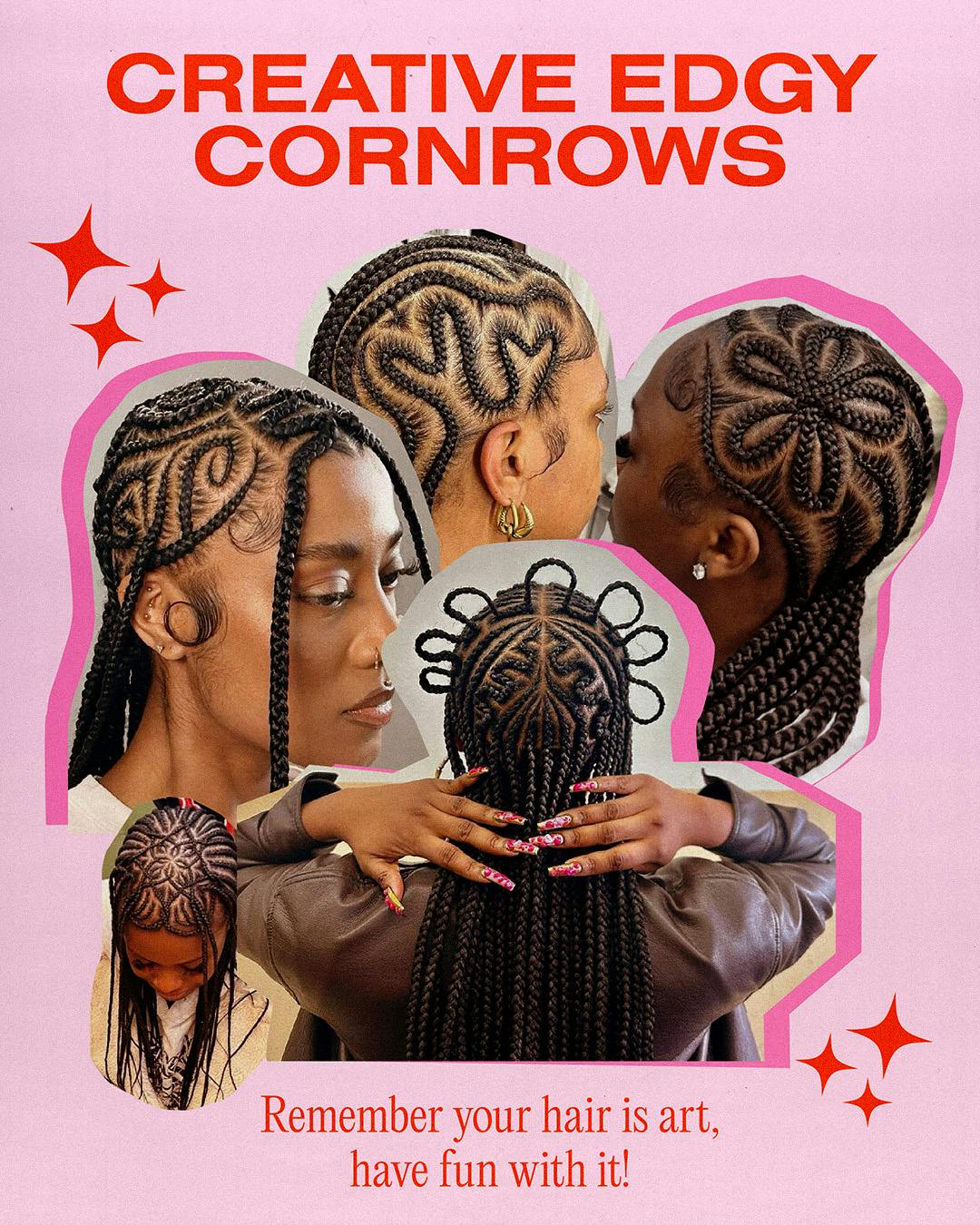 Creative Cornrows trending hairstyle Fall/Winter 2024