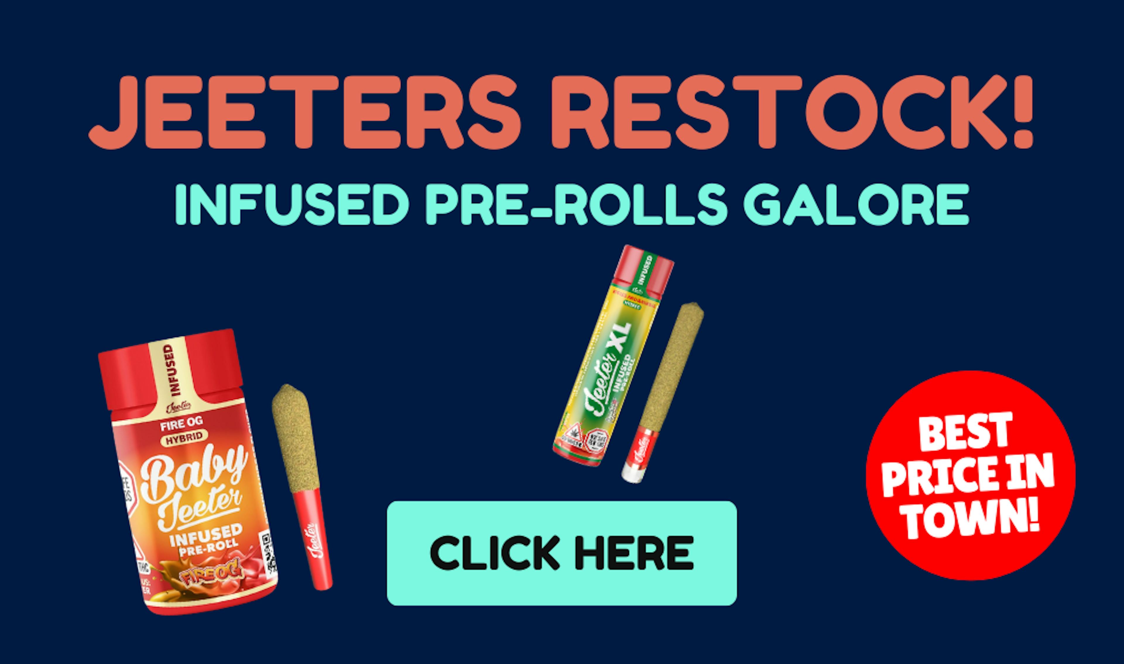 jeeters restock infused pre-rolls