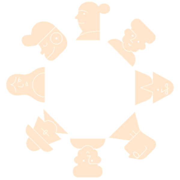 A circle of smiling faces