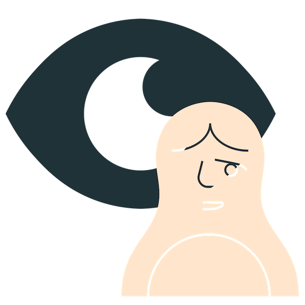 An icon of a woman in front of an eye