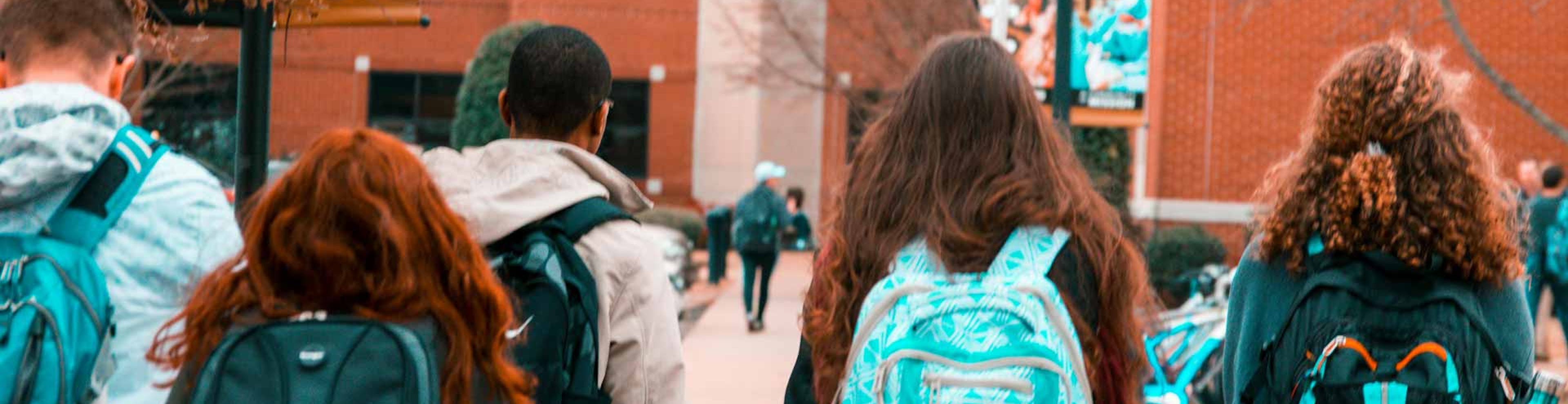 college students walking