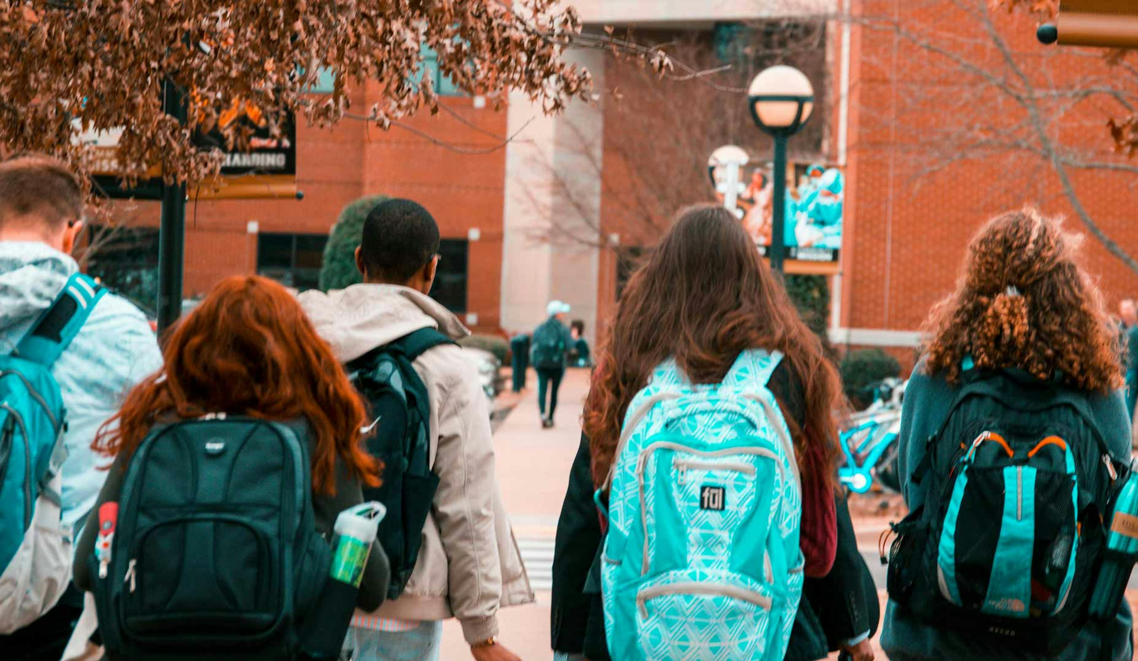 college students walking