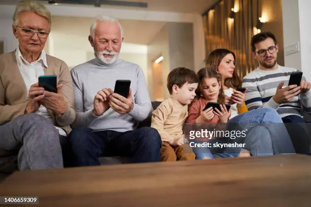 Family using smartphone