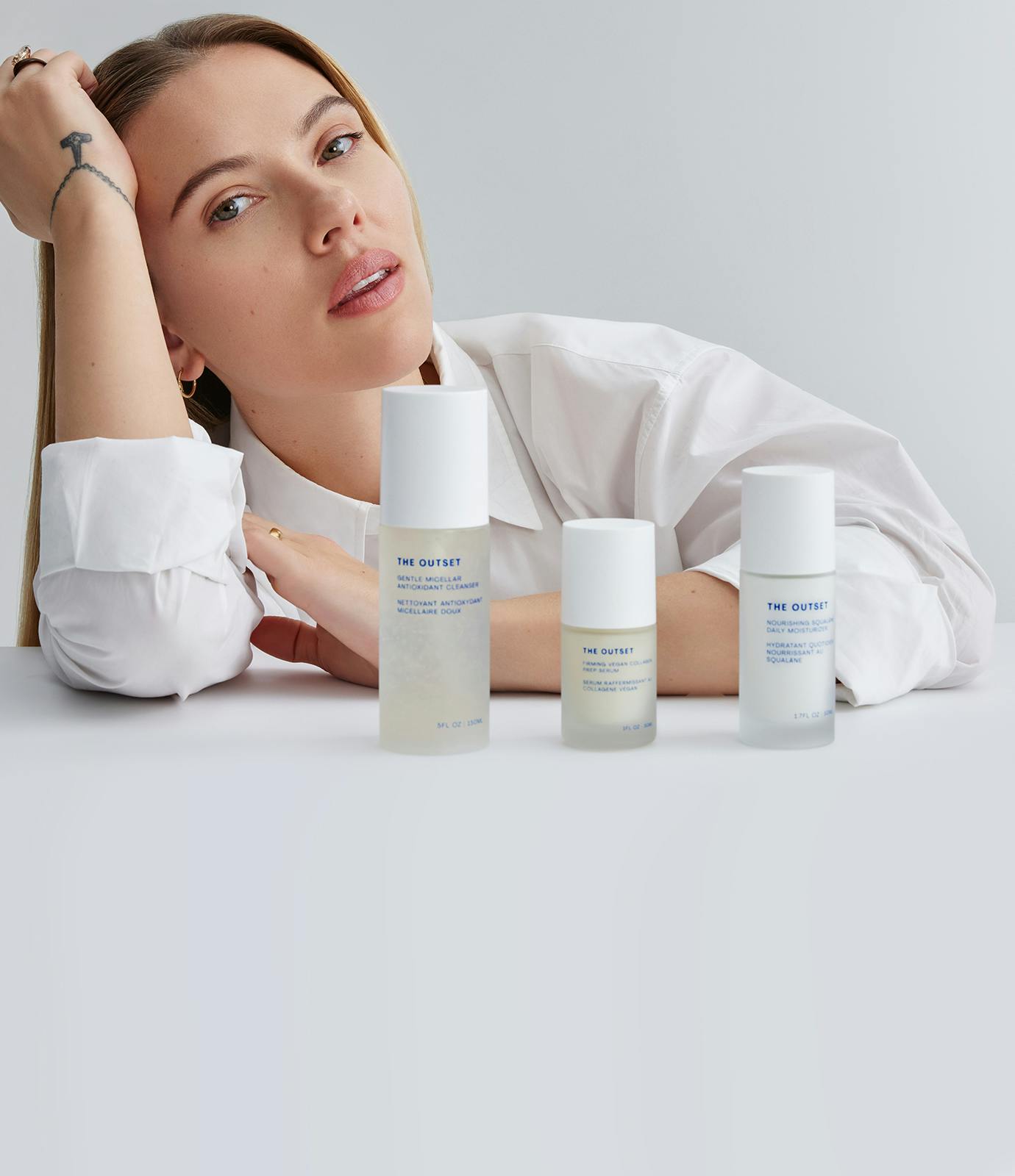 Photo of Scarlett Johansson with The Outset's 3-step regimen