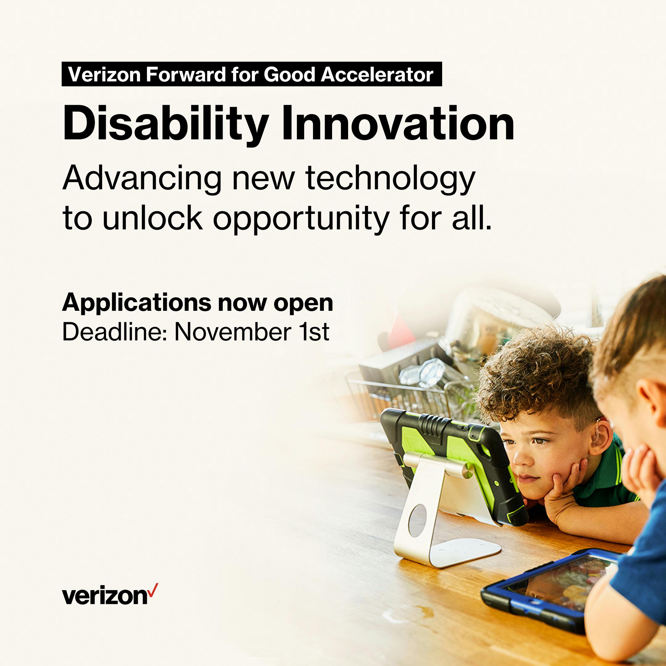 Verizon Forward for Good Accelerator Disability Innovation flyer.