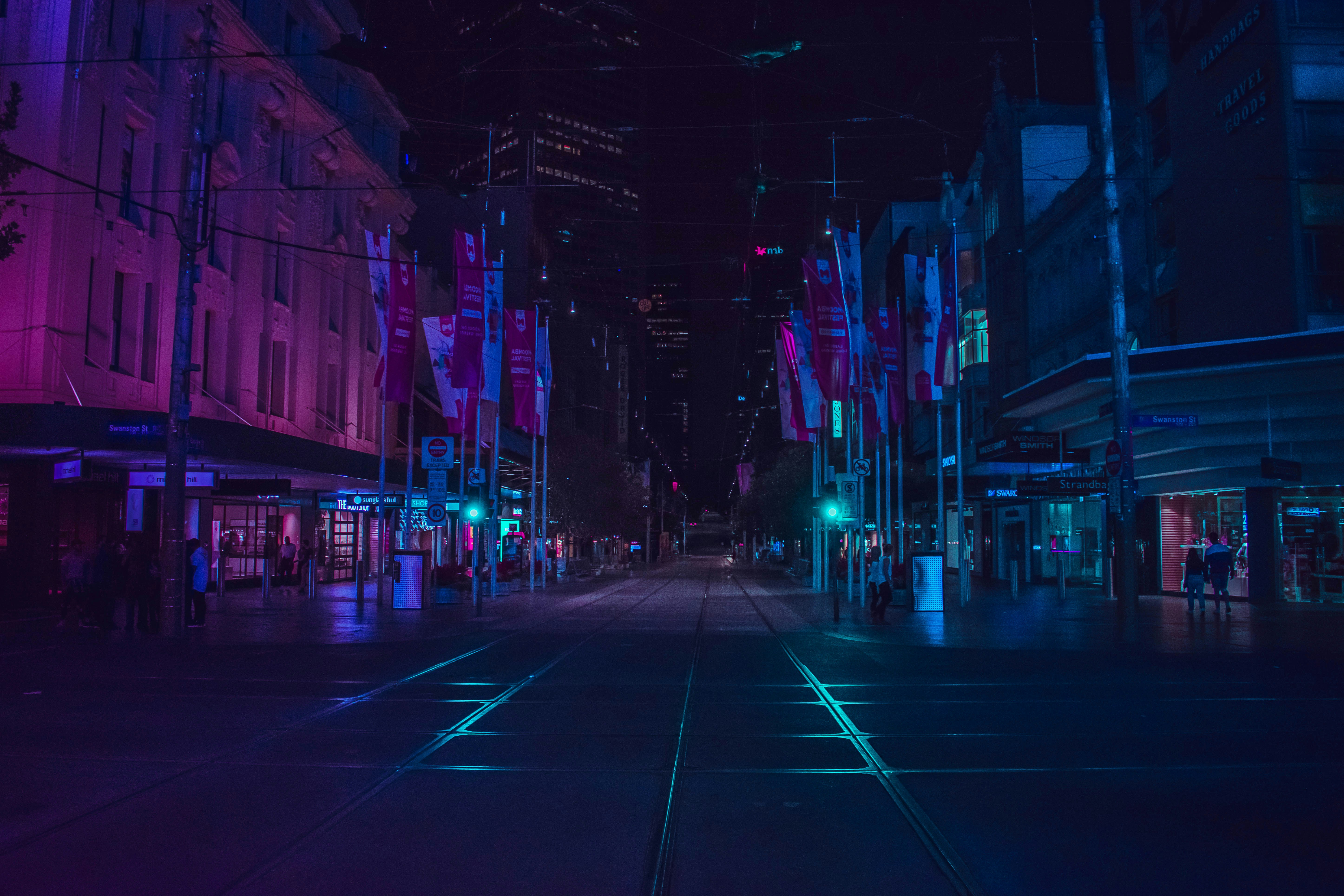 futuristic photo of city at night