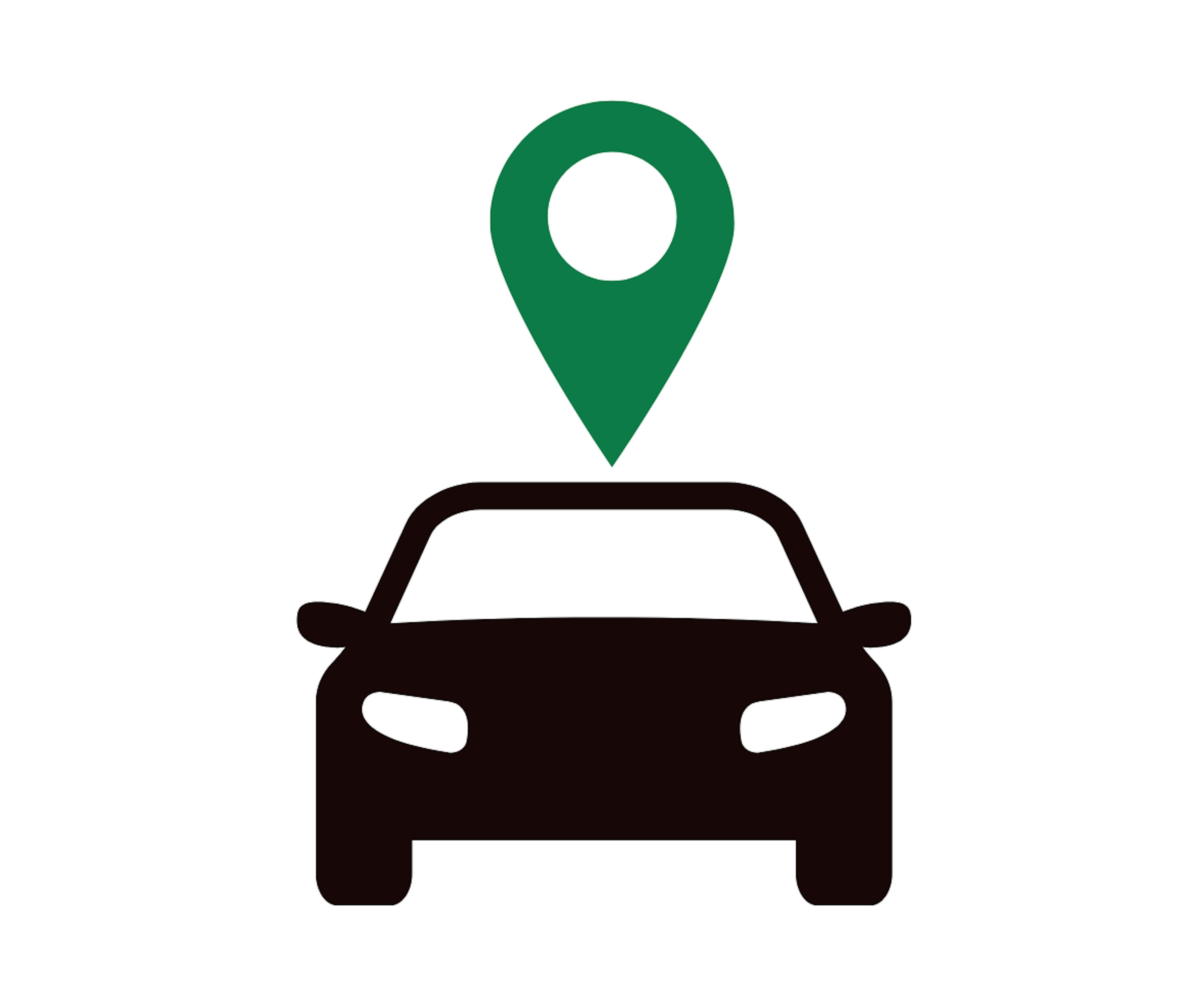 Delivery vehicle with a location pin on the top.