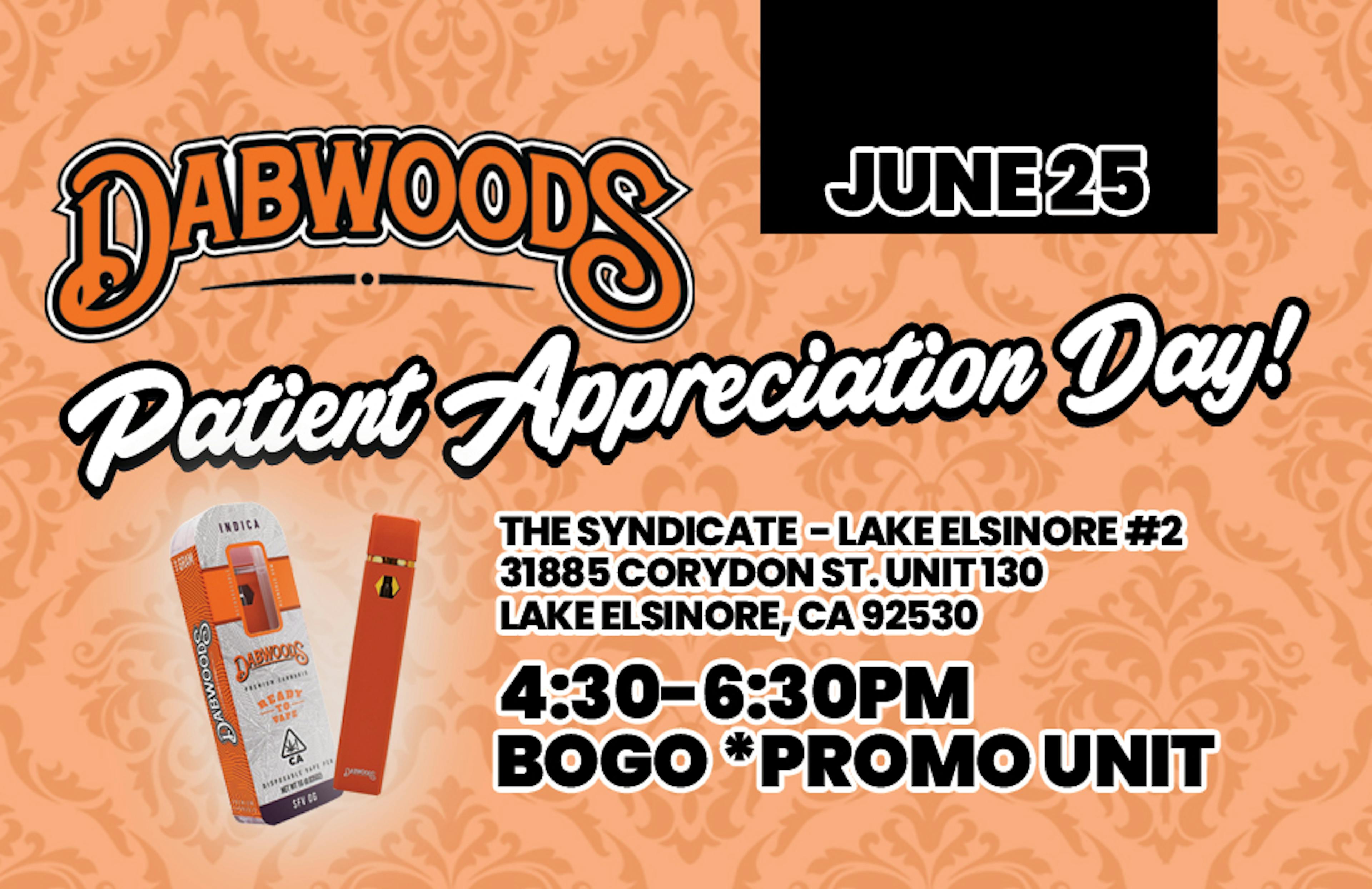 BOGO ALERT - Elevate your sesh with the Dabwoods Liquid Diamond Dabbar – 1g of ultra-refined live resin in a sleek rechargeable design. Available in Tangie, Lemon Cherry Gelato & more. Buy one, get a promo item for $1! (Lake Elsinore #2: 31885 Corydon St. Unit 130, Lake Elsinore, CA 93530)