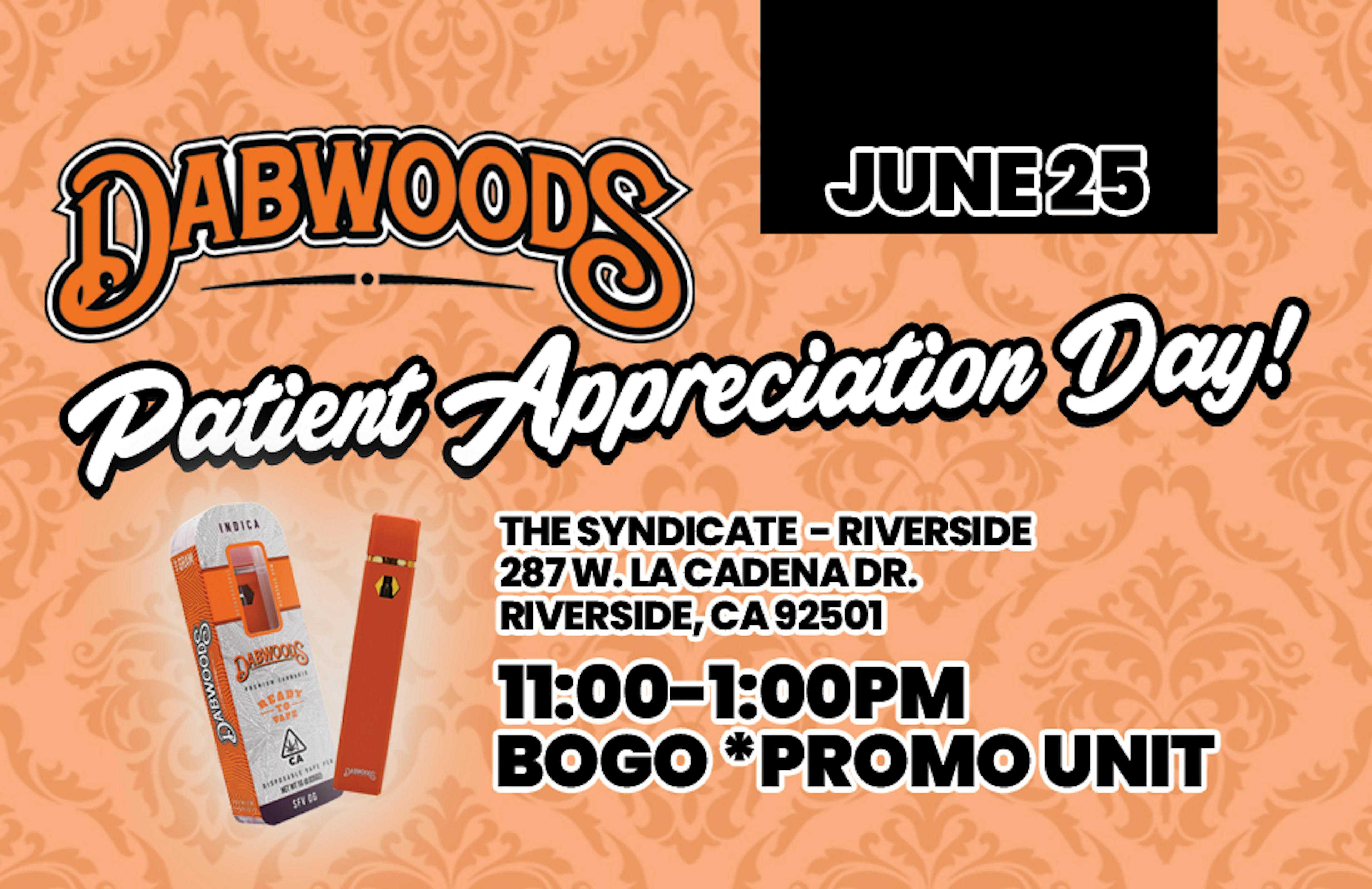 BOGO ALERT - Elevate your sesh with the Dabwoods Liquid Diamond Dabbar – 1g of ultra-refined live resin in a sleek rechargeable design. Available in Tangie, Lemon Cherry Gelato & more. Buy one, get a promo item for $1! (Riverside: 287 W. La Cadena Dr. Riverside, CA 92501)