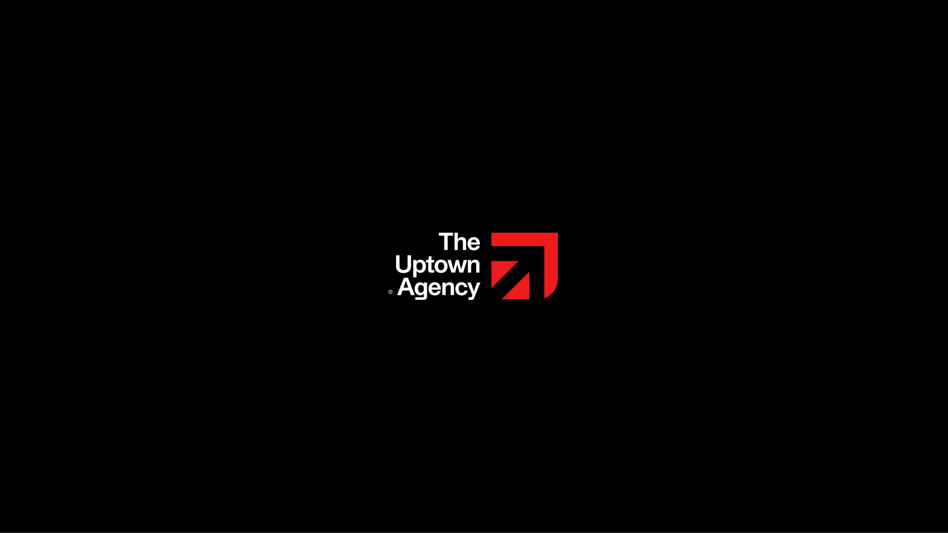 The Uptown Agency brand logo on a black background
