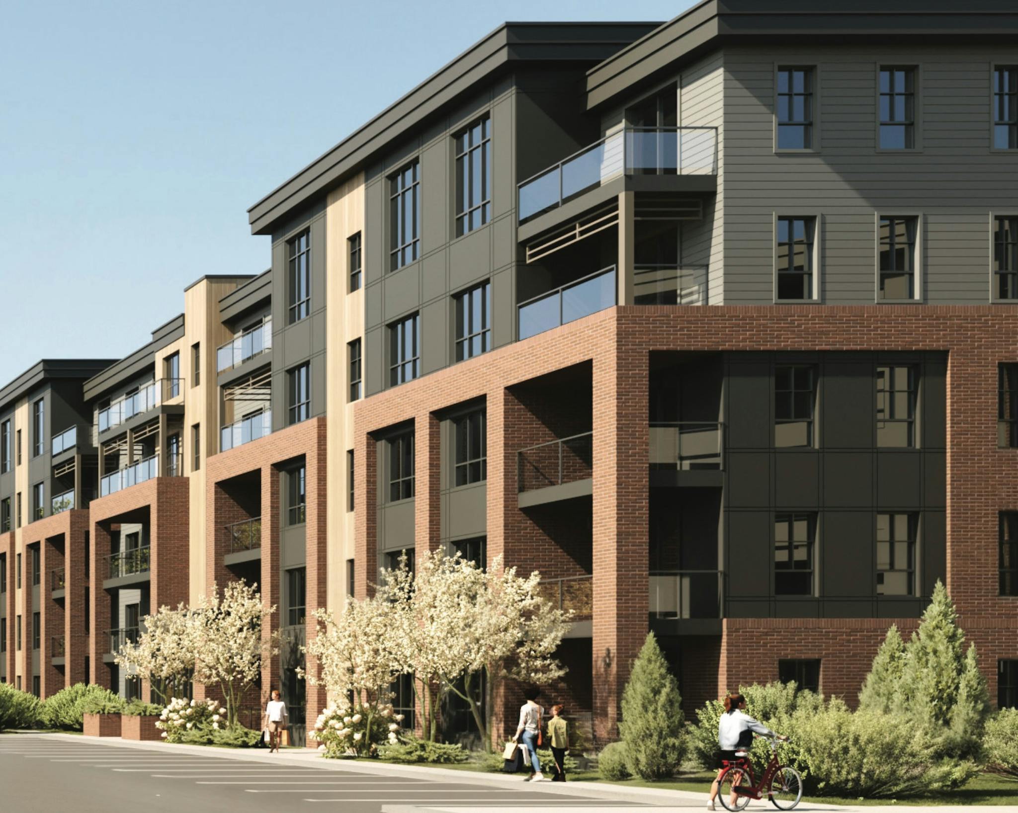 The Vintage apartments on a sunny day, with children playing outside.