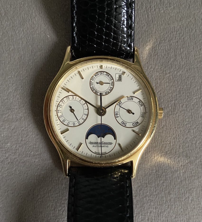 This Jaeger LeCoultre Perpetual Calendar was bought at auction. It needs the year function repairing (see top right of dial)