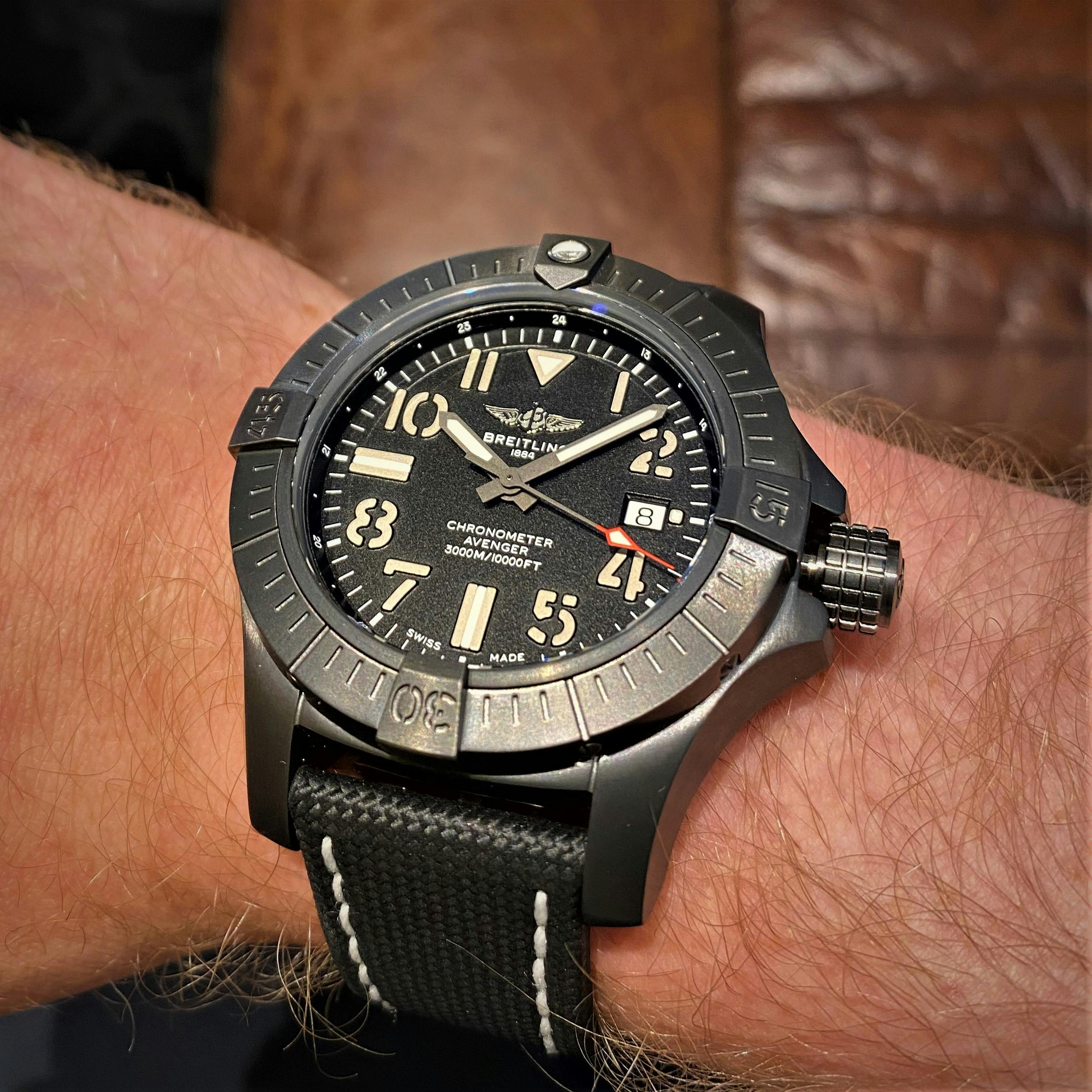 A Breitling Avenger, a small but tough range of watches that have always been popular with adventurous Breitling fans.