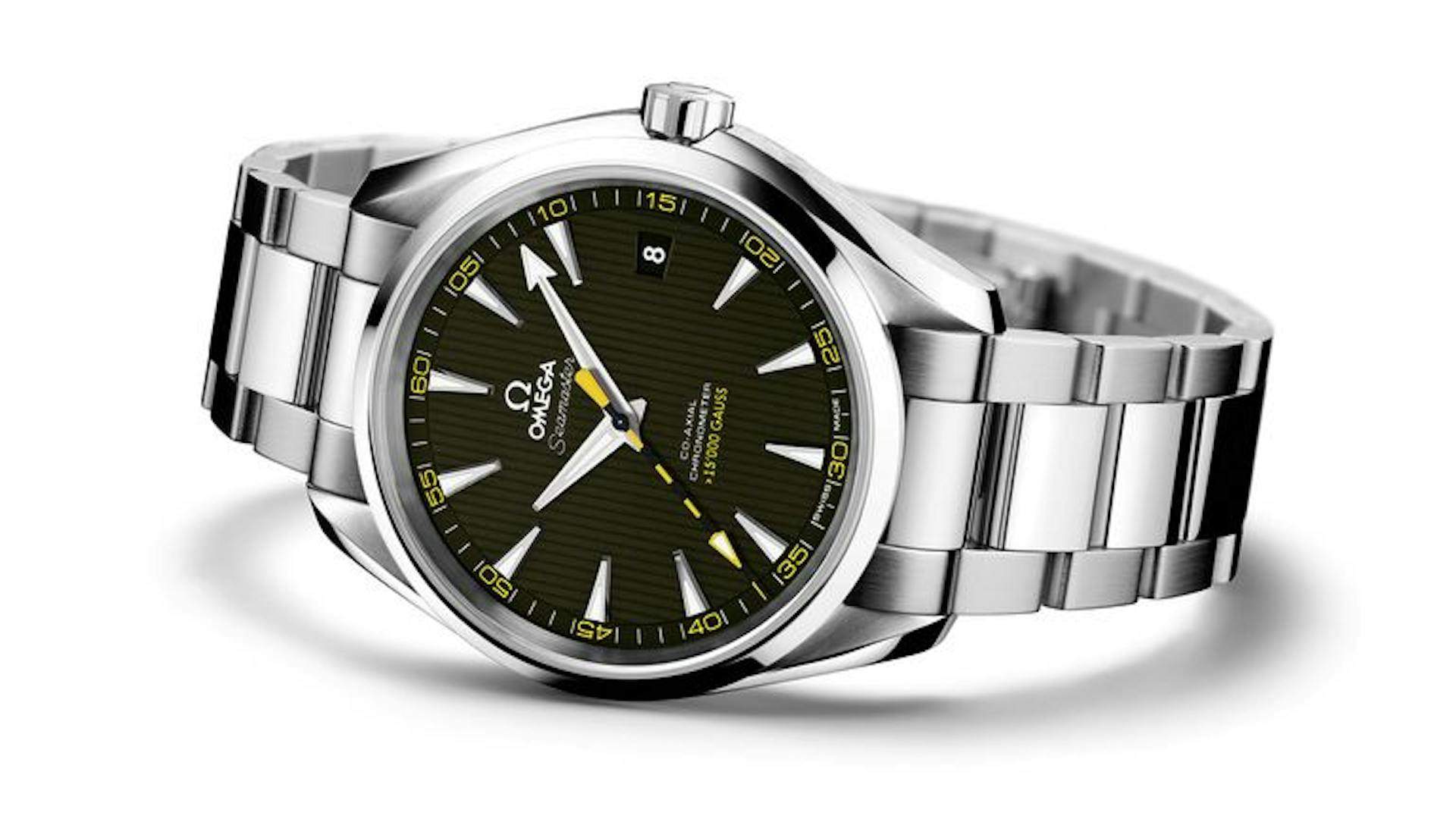 An Omega Aqua Terra 15,000 Gauss watch, rated to be safe from even the highest known magnetic fields.