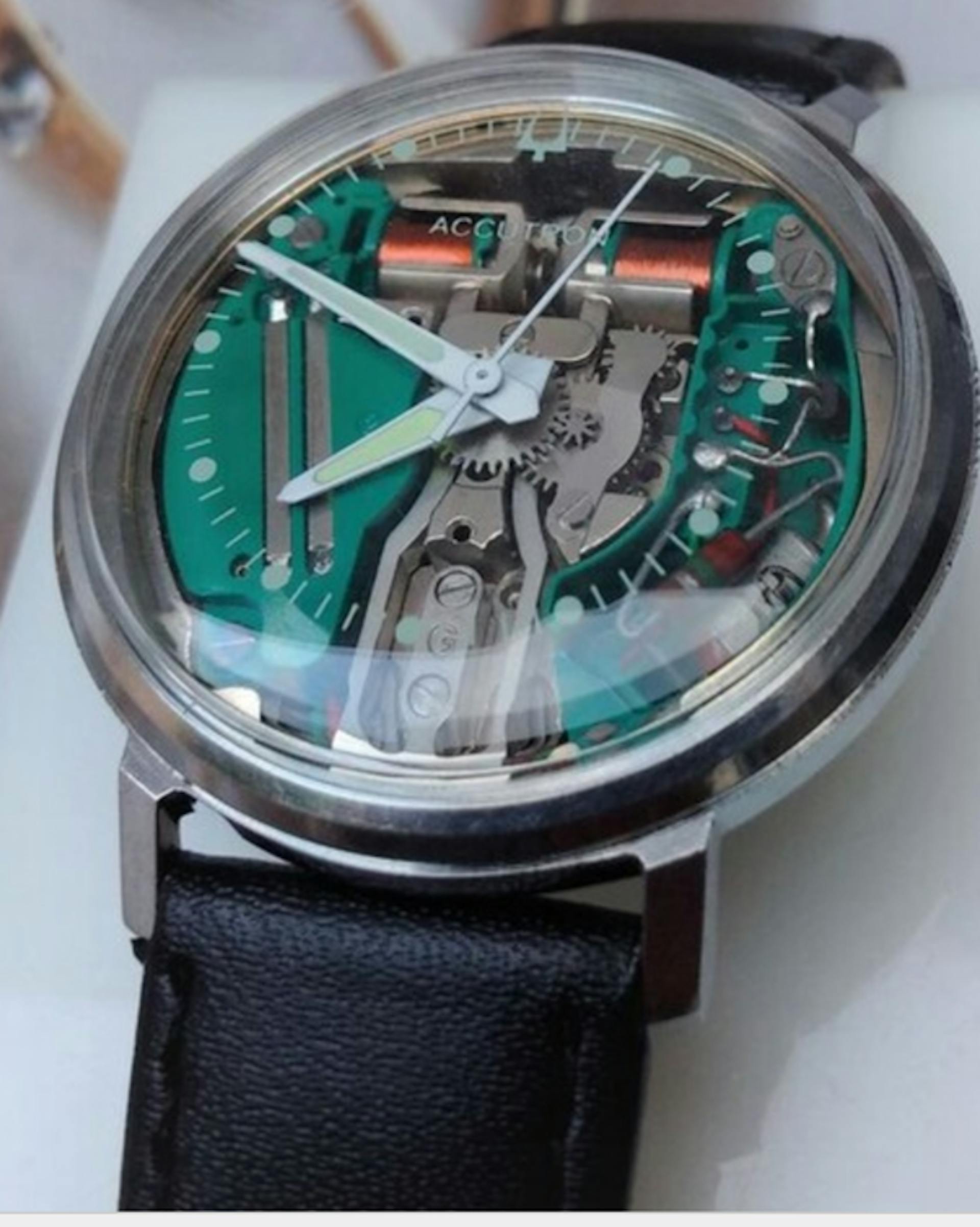 A vintage Bulova Spaceview, powered by a tuning fork mechanism. 