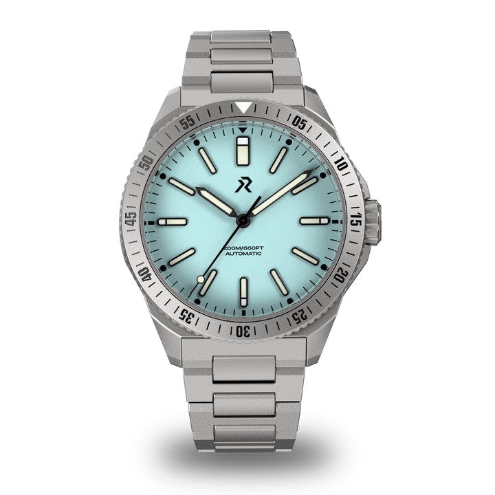 RZE are a microbrand with an affordable range of Titanium Dive watches, such as this Endeavour in Azure Blue. It contrasts well with the grey titanium. 