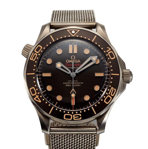 The Omega Seamaster Professional made for the James Bond film, No Time to Die, and featuring in the current Omega Range.