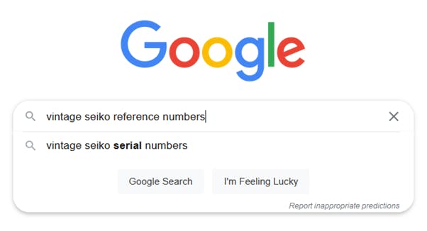 Google Search for Reference Numbers