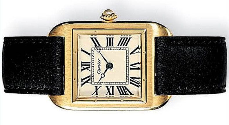 An example of a Cartier Santos after being sold to the public in 1913. At this time it was still very unusual for men to wear wristwatches.