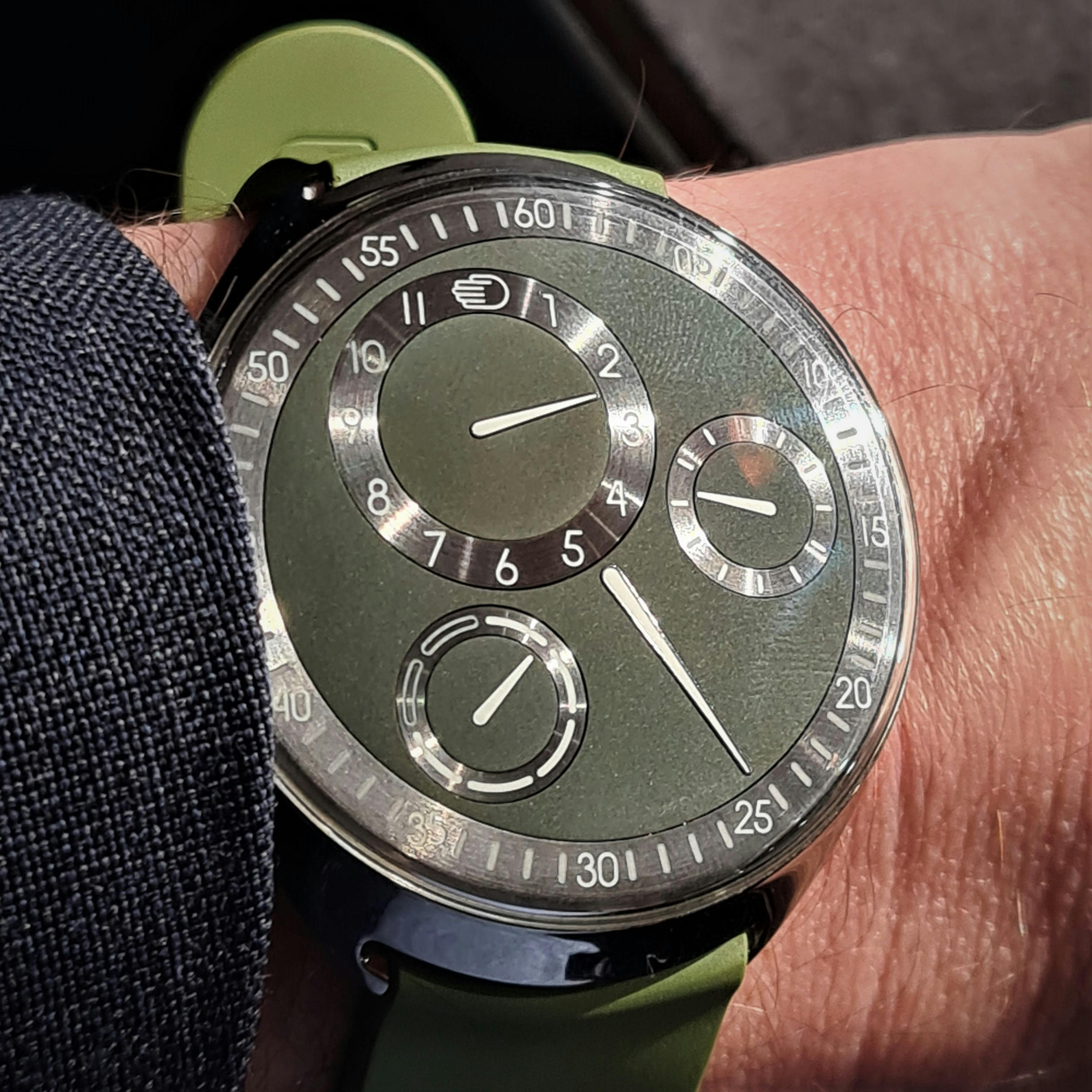 Ressence Watch with Subdials that rotate using ball bearings and magnets.