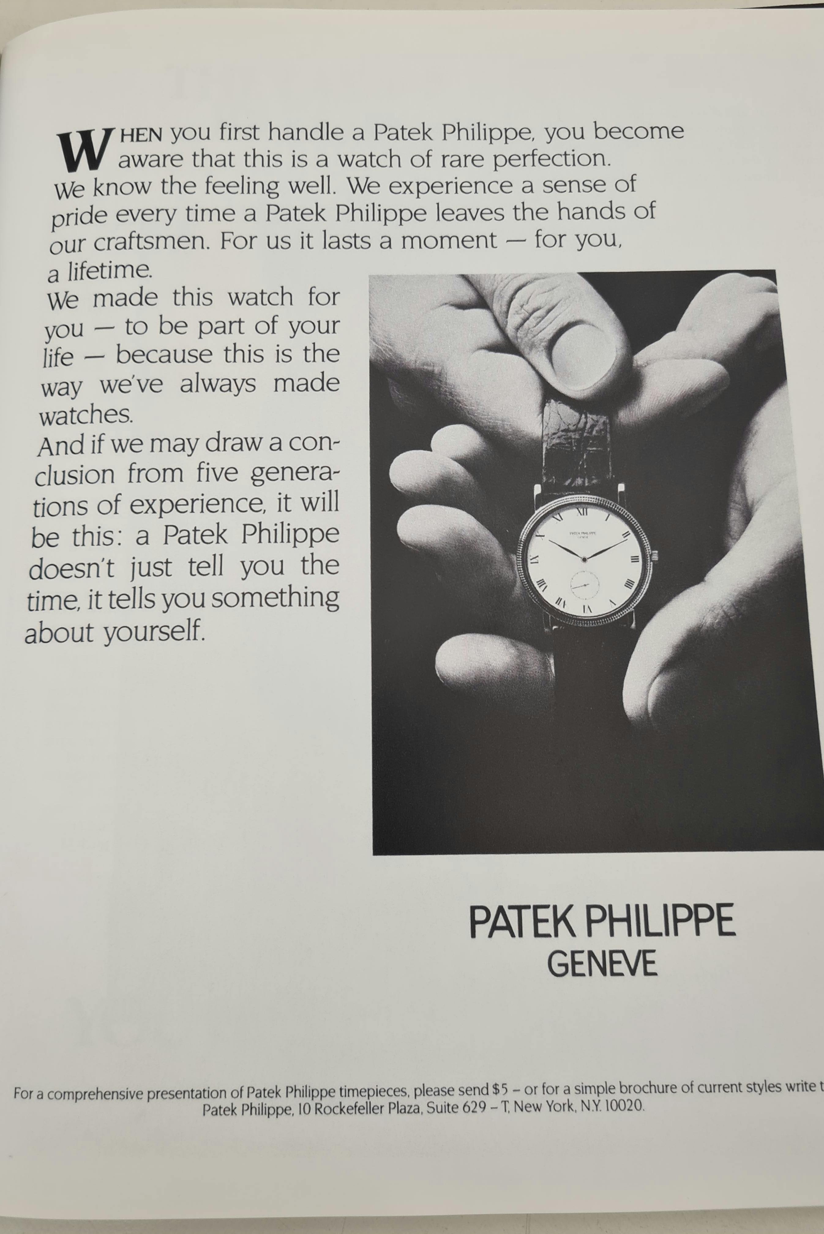 Patek Philippe brand advert from the 1980s, emphasising how it makes you feel.