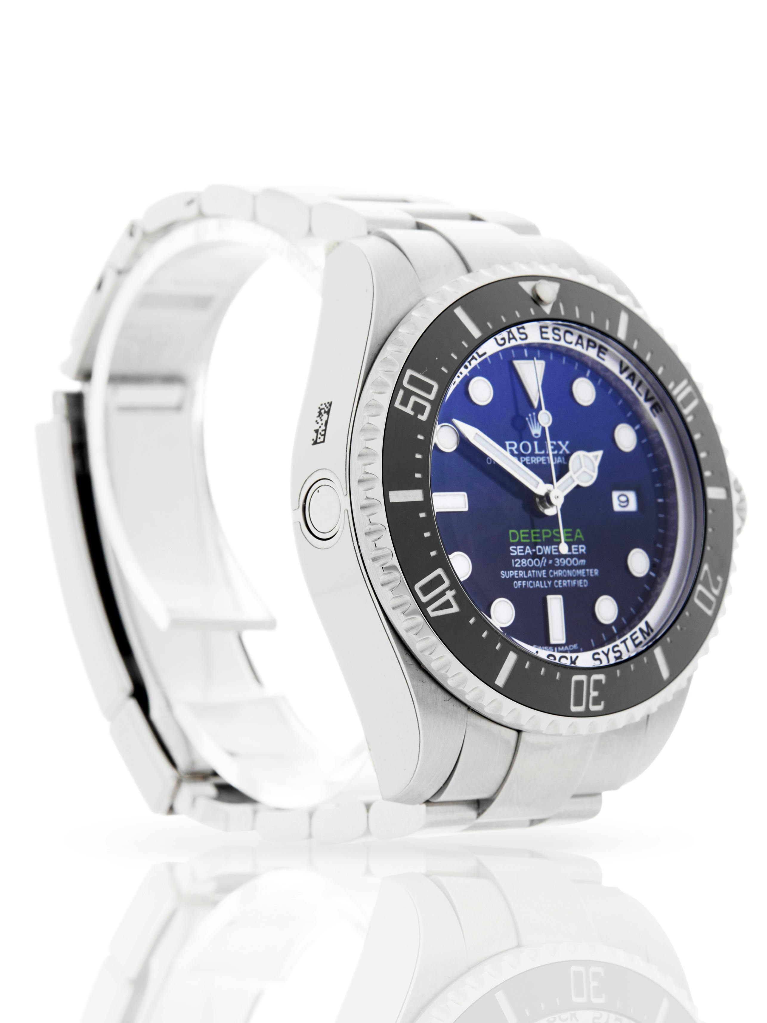 Rolex Deepsea watch with steel case bracelet black bezel and blue and black dial