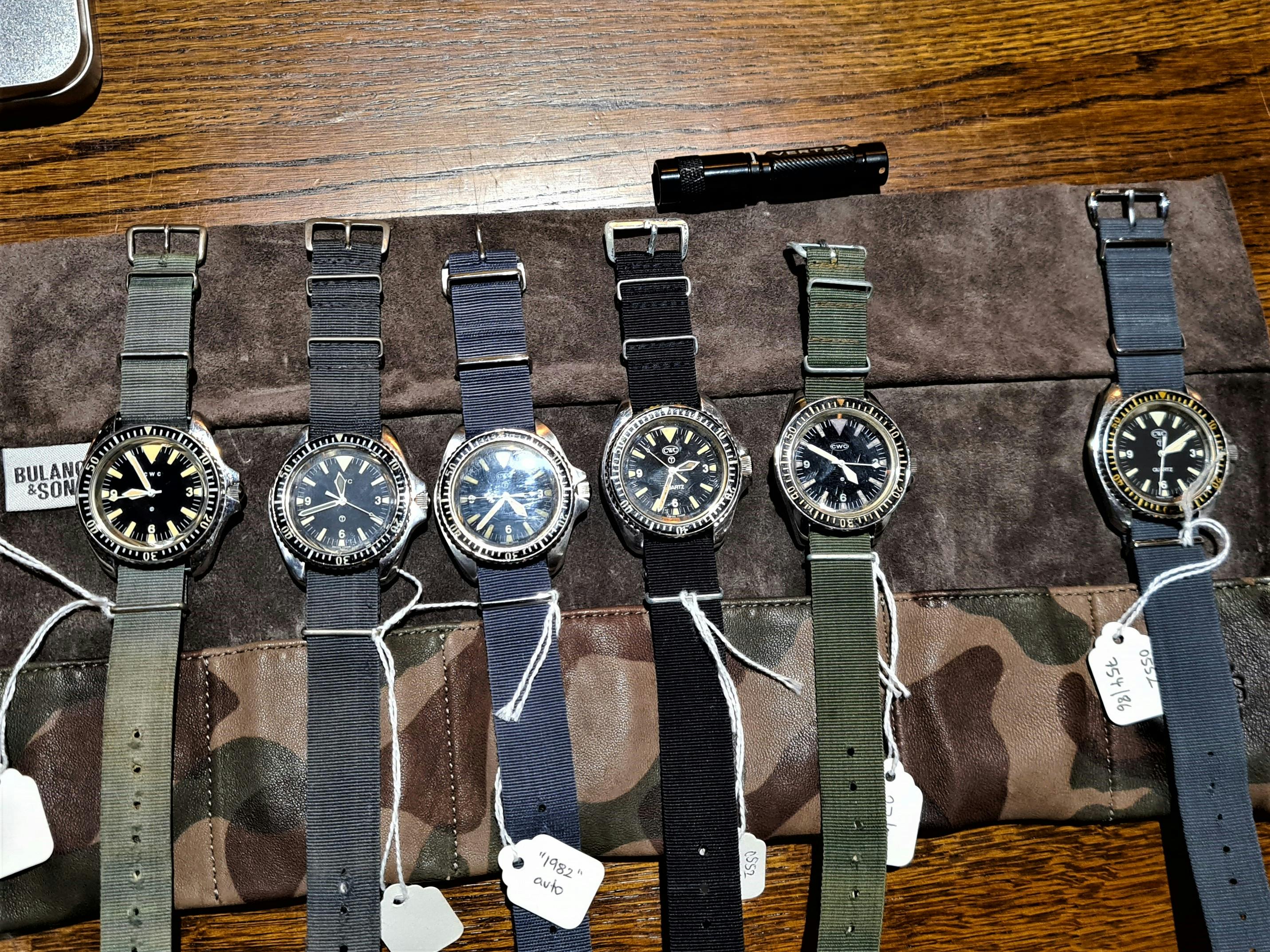 A collection of military watches. These will probably fetch the best price on a forum dedicated to military watch collectors
