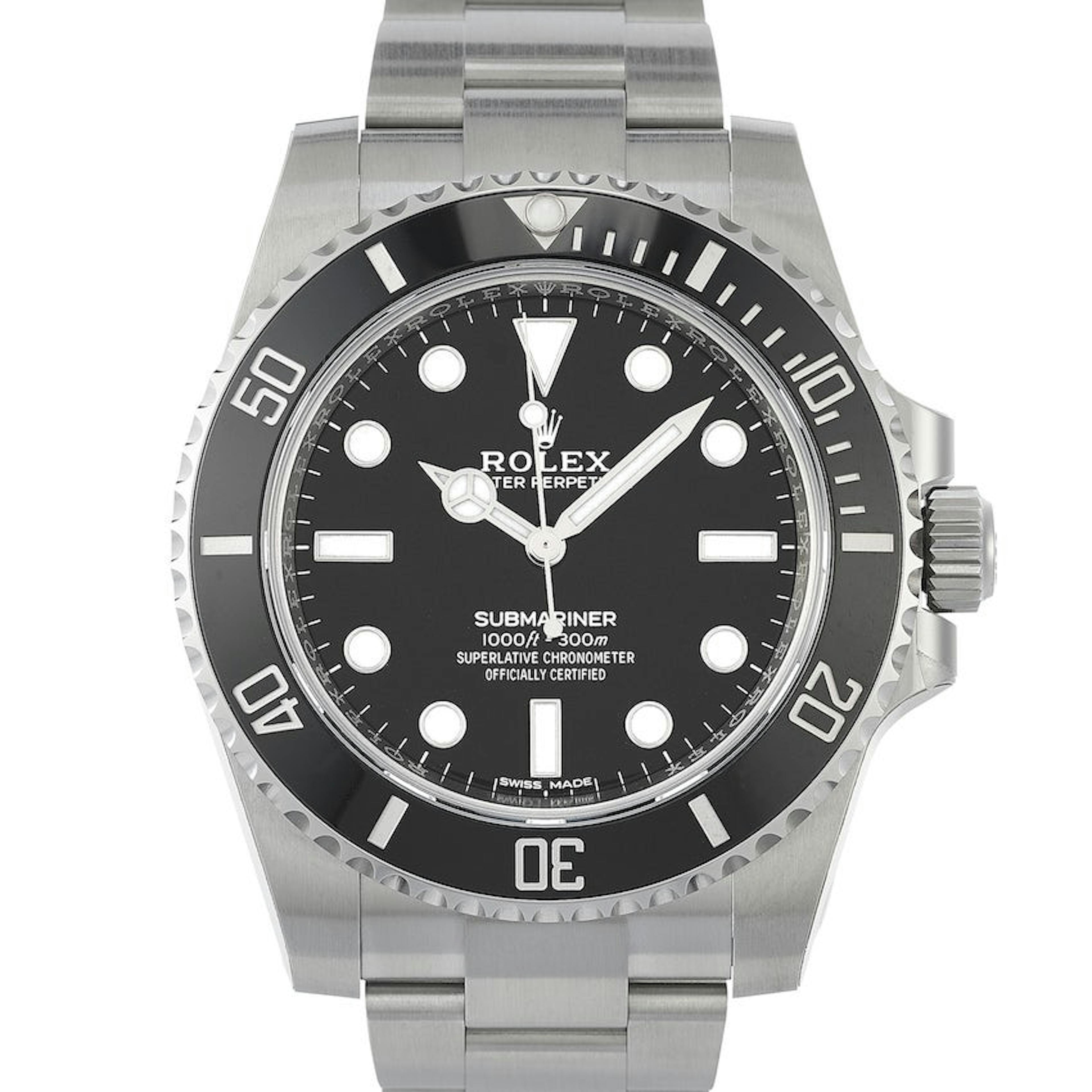 Notice how flat the printed dial looks on the Rolex Submariner