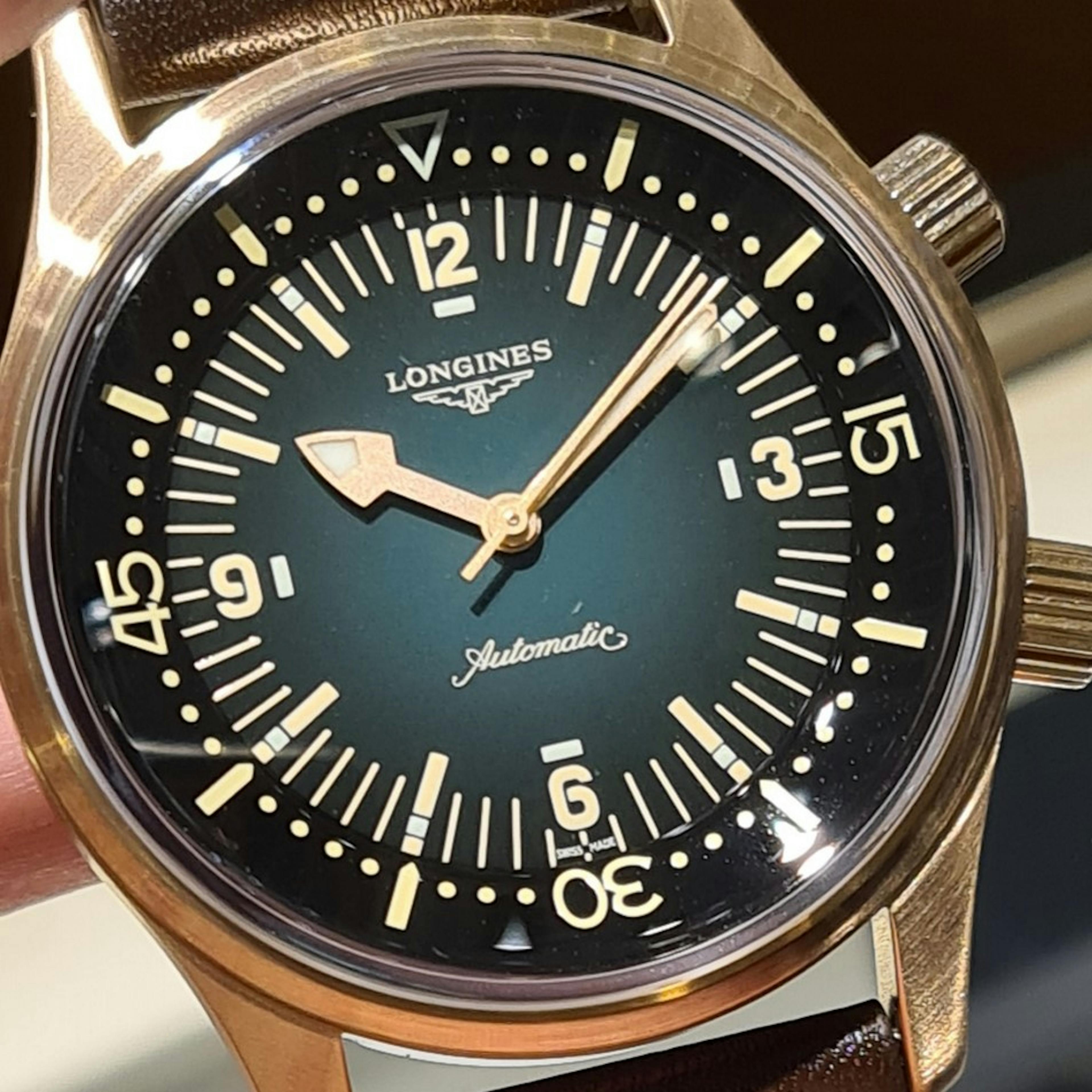 Longines Legend Diver Bronze Watch with Green Dial