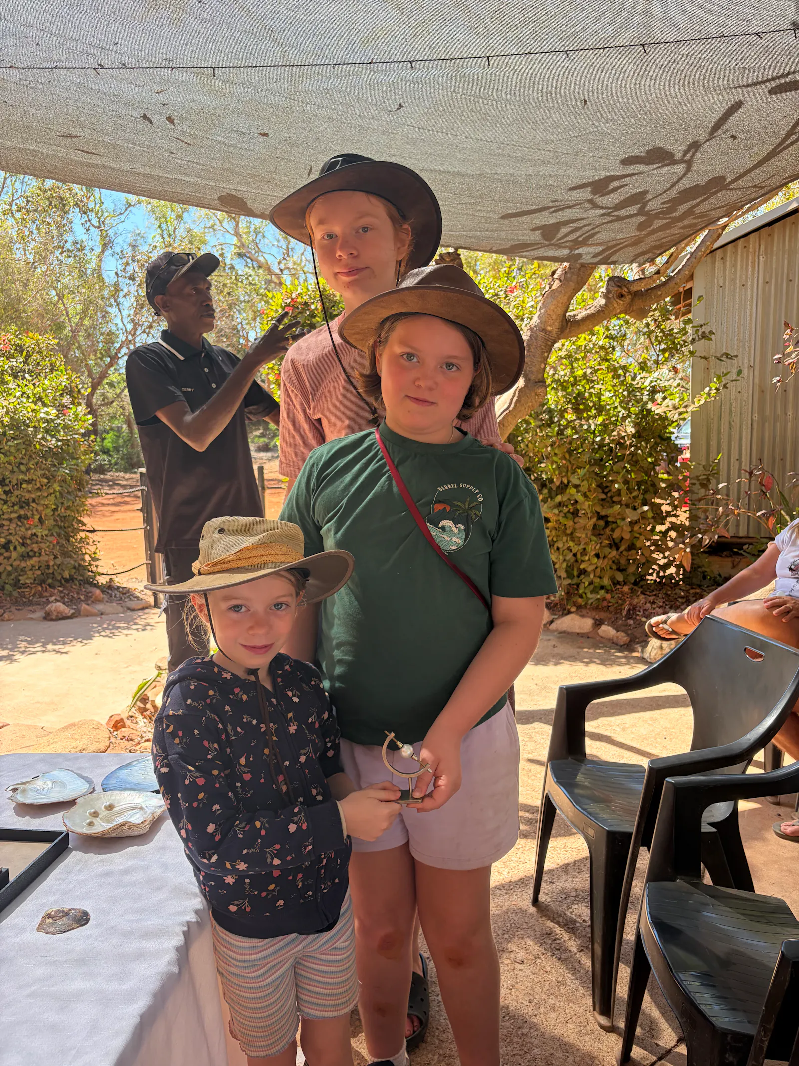 At the final stage of the tour we learnt about the process of grading pearls, and the children had the opportunity to hold one of the largest pearls cultivated at the farm that was worth SOOO much money (but I cant remember the exact figure π). And yes, it made me very nervous!